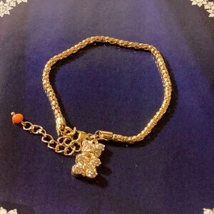 Gold Mesh  Bracelet Charm Bear